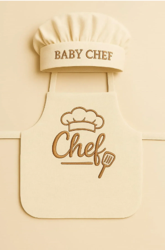 Bebek Şef Kostümü | Baby Chef Şapka ve Önlük Seti