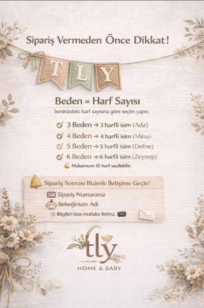 Kişiye Özel Nakışlı İsimlik Flama – Kahverengi Pötikare Bebek Kapı Süsü