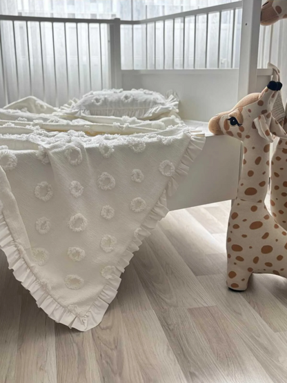 Ponpon Dream Bebek Nevresim Takımı | Krem %100 Pamuk Bebek Nevresim Seti