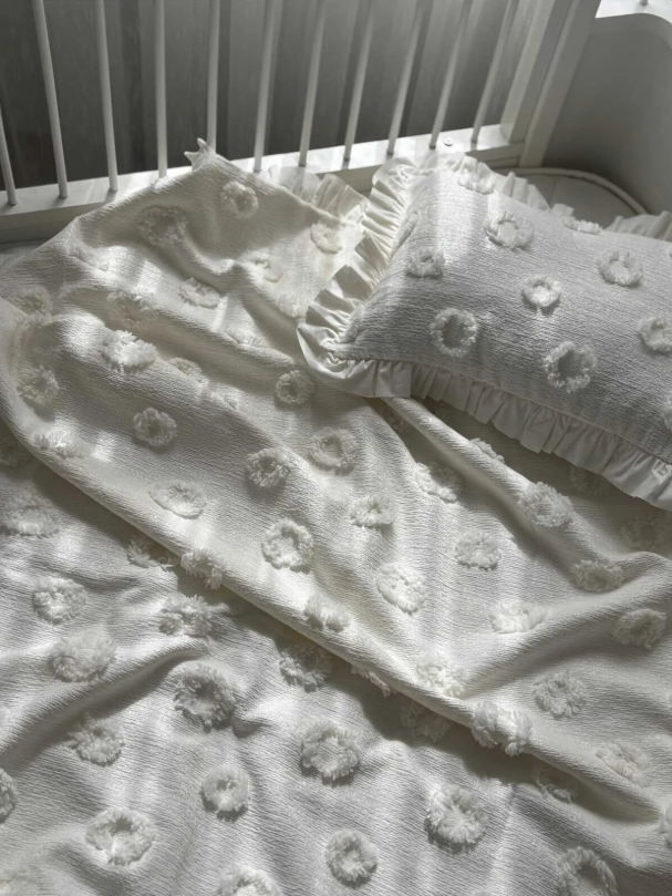 Ponpon Dream Bebek Nevresim Takımı | Krem %100 Pamuk Bebek Nevresim Seti