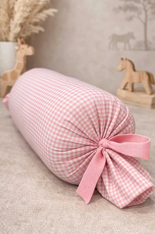 Pembe Pötikare Silindir Yastık | Bebek ve Çocuk Odası Dekoru
