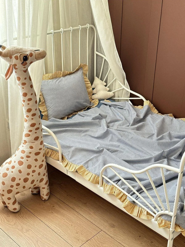 Mavi Pötikare Bebek Nevresim Takımı – %100 Pamuklu 3 Parça Set