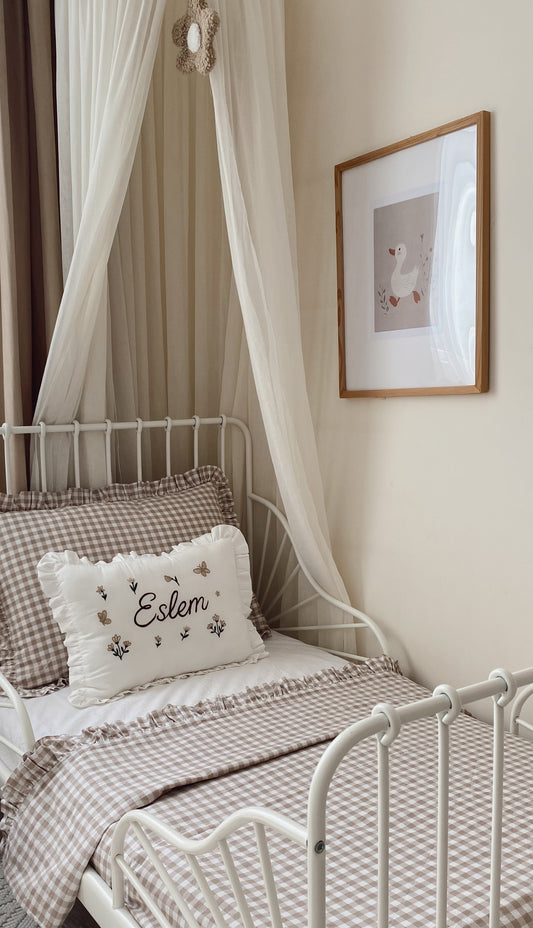 Kahve Pötikare Bebek Nevresim Takımı %100 Pamuk 3 Parça 100×150 cm