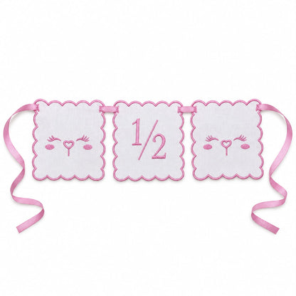 TLY Home & Baby 1/2 Yaş Nakışlı 3’lü Pembe Doğum Günü Flaması