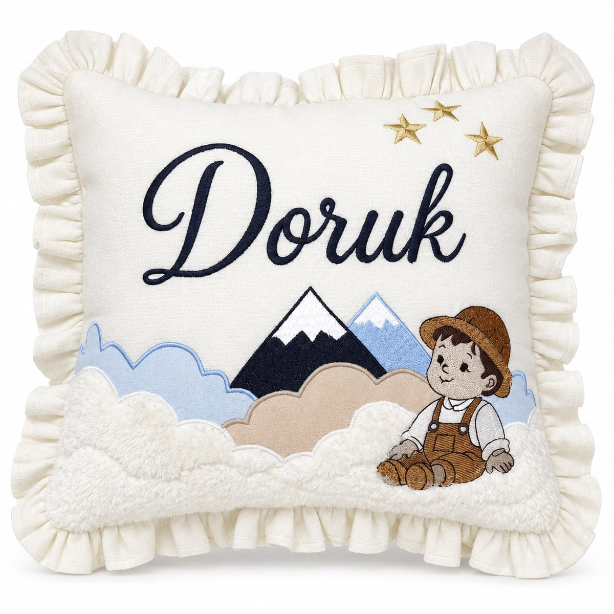 TLY Home & Baby Kişiye Özel İsim Nakışlı Aplikeli Bebek Odası Yastığı – 40×40 cm