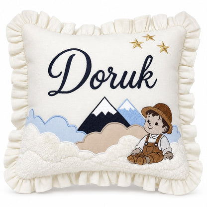 TLY Home & Baby Kişiye Özel İsim Nakışlı Aplikeli Bebek Odası Yastığı – 40×40 cm